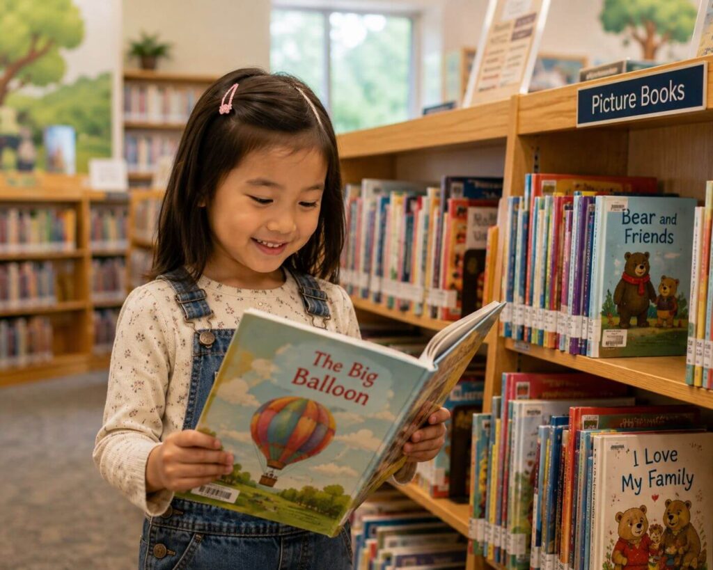 Home-Based After School Program: 7 Smart Ideas for Kids 3 child visiting library as part of home-based after school program reading activity