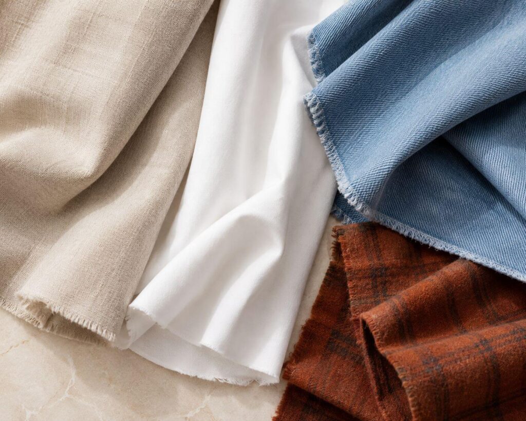 Oversized shirt fabric types for women including linen cotton denim and flannel